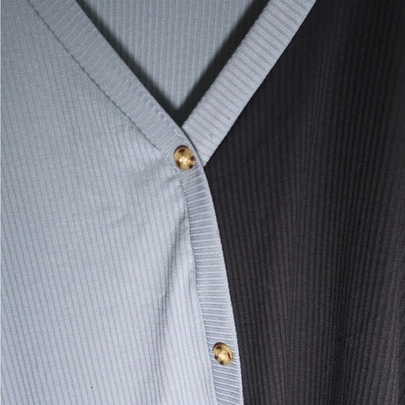 Shein Plus Two Tone Button Front Top - Picture 2 of 3